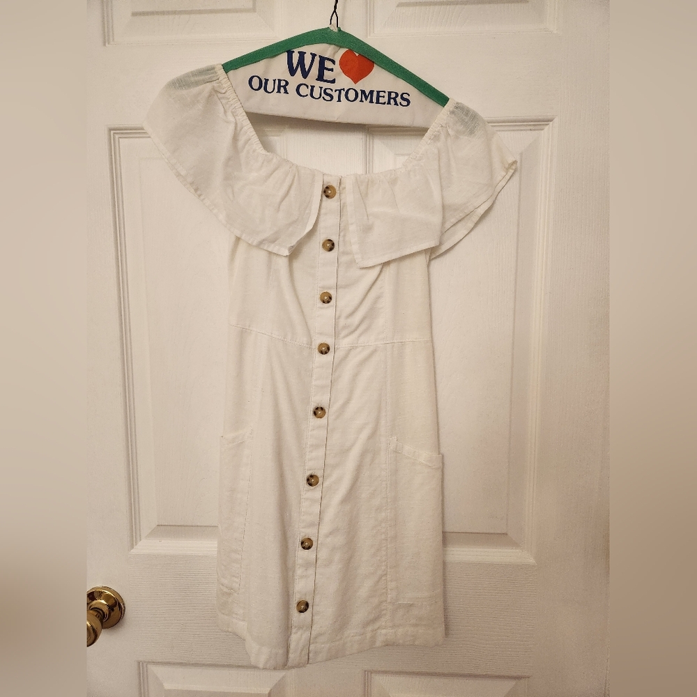Abercrombie and Fitch, Off the Shoulder, Dress, White